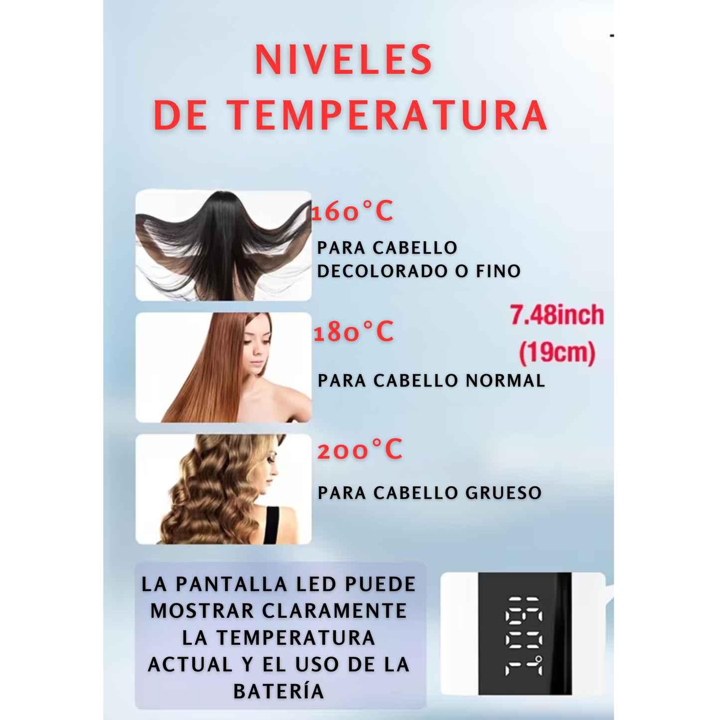 Cepillo Alaciador Portátil 2 en 1 Inalámbrico