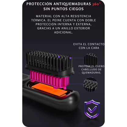 Cepillo Alaciador Portátil 2 en 1 Inalámbrico